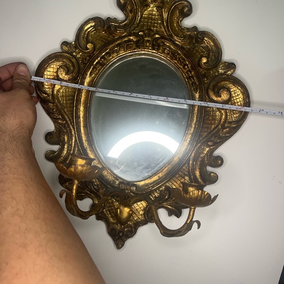 Vintage 19th century Gold Ornate Wall Mirror with 2 candles holder - Picture 5 of 5